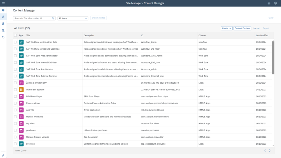 SAP Build Work Zone Content Manager