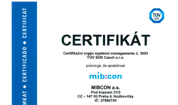 Mibcon splňuje ISO 27001:2023